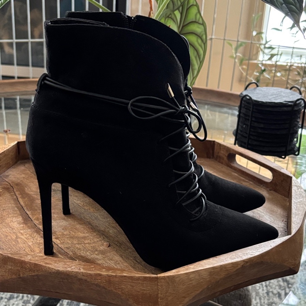 Call It Spring Black Lace-Up Heeled Boots